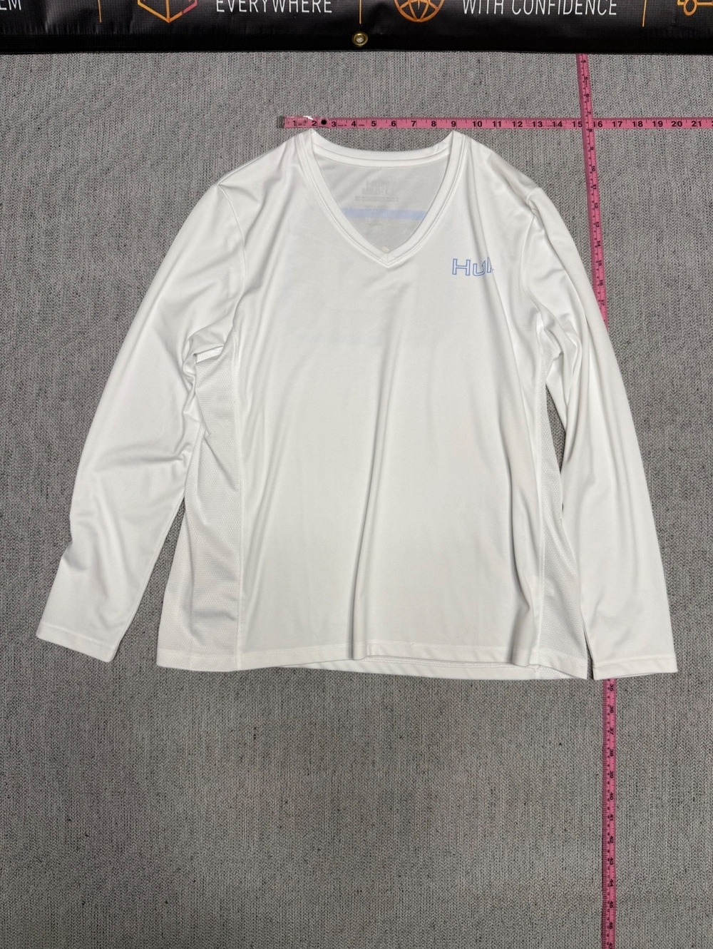 Huk Men's Long Sleeve V-Neck Performance Shirt White Size L